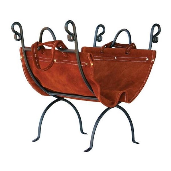 Uniflame UniFlame W-1196 Olde World Iron Log Holder With Suede Leather Carrier W-1196 - main
